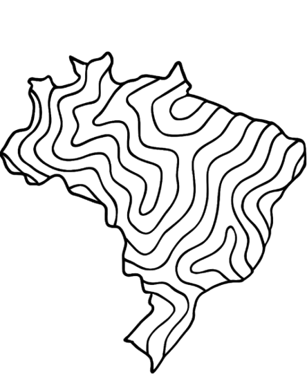 O Mapa do brasil tracejado
